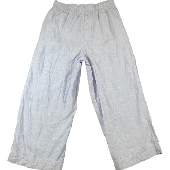 Tahari Pants Women's Large 100% Linen Light Blue Elastic Waistband Vacation - Picture 2 of 9